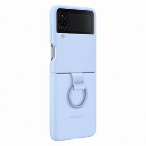 COQUE SILICONE AVEC ANNEAU GALAXY Z FLIP 4 BLEU CLAIRE