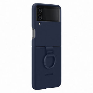 COQUE SILICONE AVEC ANNEAU GALAXY Z FLIP 4 BLEU MARINE