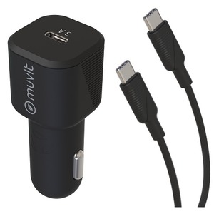 PACK CHARGEUR VOITURE PD 18W + CABLE USB-C NOIR