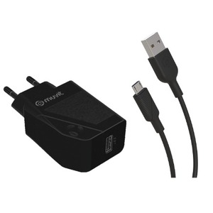 PACK CHARGEUR SECTEUR 12W + CABLE MICRO USB 1.2M NOIR