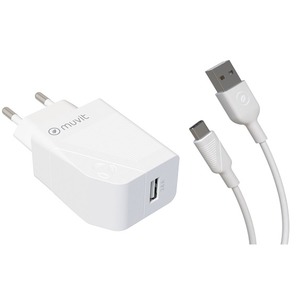 MUVIT FOR CHANGE PACK CHARGEUR SECTEUR 12W+CABLE USB C 1.2M BLANC