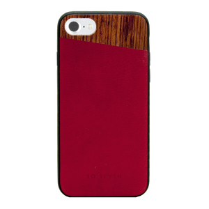 DANDY WOOD CASE + BURGUNDY PU APPLE IPHONE SE/8/7