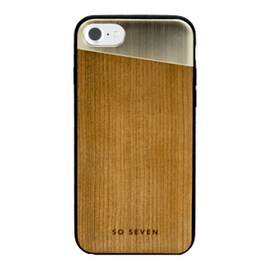 PREMIUM CASE METAL GOLD + WOOD FOR APPLE IPHONE SE/8/7