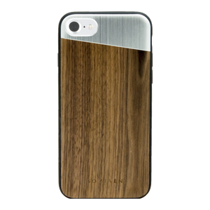 PREMIUM CASE METAL SILVER + WOOD FOR APPLE IPHONE SE/8/7/6S/6