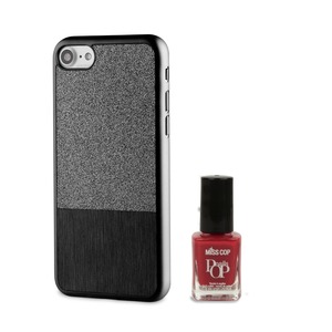 GLITTER BLACK ITNAIL CASE + VARNISH FOR APPLE IPHONE 7/8