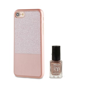 GLITTER ROSEGOLD ITNAIL CASE + VARNISH FOR IPHONE 7/8