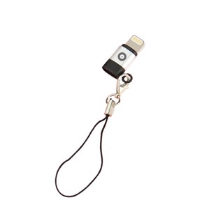 METAL & BLACK MICRO USB to LIGHTNING MFI ADAPTER WITH STRAP