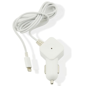 NEW WHITE WIRED IN CAR CHARGER 1A MFI LIGHTNING