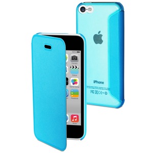 BLUE EASY FOLIO CASE WITH TRANSLUCENT BACK FOR APPLE IPHONE 5C