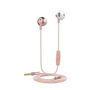 M1B steel stereo earphones 3.5mm with microphone rose gold