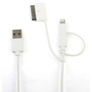 SPRING WHITE CABLE MICROUSB+30PIN+LIGHTNING ADAPTOR 1M 2.4A