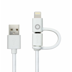 SPRING CABLE DUAL PLUG MICRO USB AND LIGHTNING 2.1A WHITE