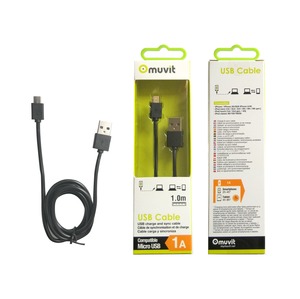 CABLE ROUND CHARGE & SYNCHRO MICRO USB 1M 1A BLACK