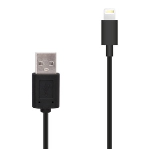 BLACK ROUND USB LIGHTNING CABLE MFI APPLE LIGHTNING 2.4A 1M