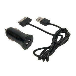 PACK BLACK CAR CHARGER 1 USB 1A + CABLE 30 PIN 1M 1A