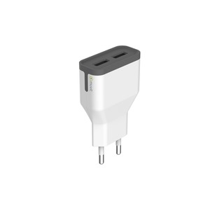 WHITE TRAVEL CHARGER 2USB 2.4A