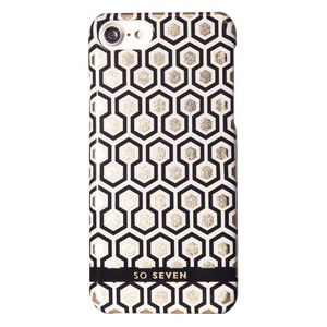  CASE GLOSSY MIGNIGHT PATRN HEXAGON GOLD APPLE IPHONE SE/8/7