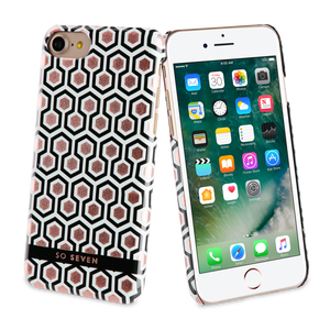  CASE GLOSSY MIGNIGHT PATTERN HEXAGONE PINK GOLD IPHONE SE/8/