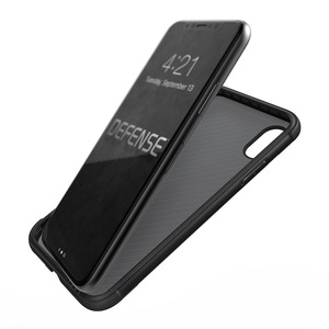 COQUE DEFENSE LUX BLACK LEATHER POUR IPHONE X/XS