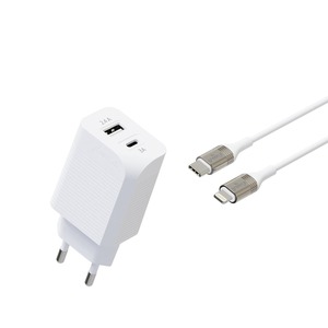 GREEN_E KIT CHARGEUR SECTEUR 30W USB C ET A + CABLE C VERS MFI 1.3M