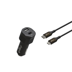 GREEN_E KIT CHARGEUR VOITURE 30W USB C ET A + CABLE C VERS MFI 1.3M