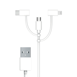 CABLE 3 EN 1 INPUT USB-A 1M BLANC