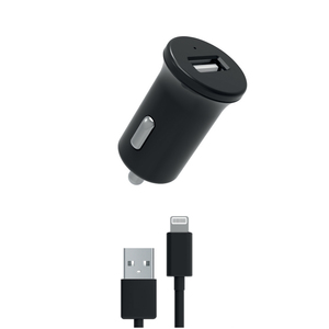 PACK CHARGEUR VOITURE 12W + USB-A LIGHTNING NOIR