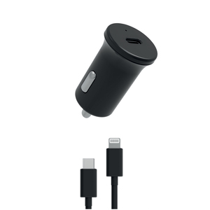 PACK CHARGEUR VOITURE PD 20W + USB-C LIGHTNING NOIR